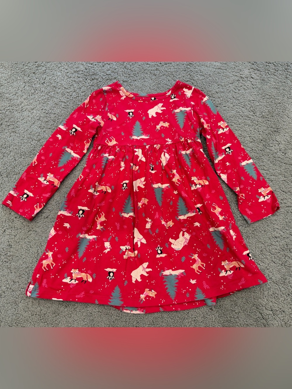Red Winter Animals Dress